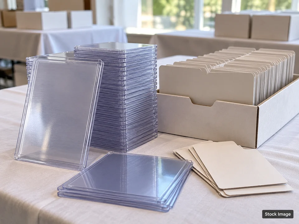 757 Card Show - Virginia Beach: Sports Card Shows in Virginia Beach, Virginia (plain rigid card protectors and blank cardboard dividers scene)
